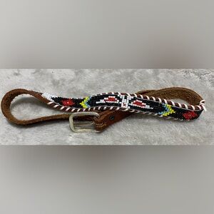 Vintage Boys Beaded Leather Western Belt